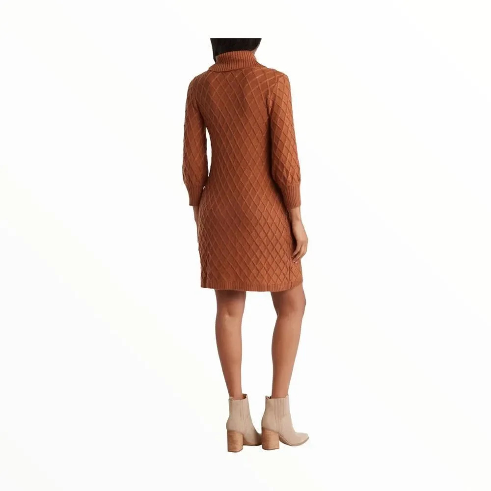 ELIZA J | Nutmeg | CABLE KNIT POCKET SWEATER DRESS - Picture 2 of 6